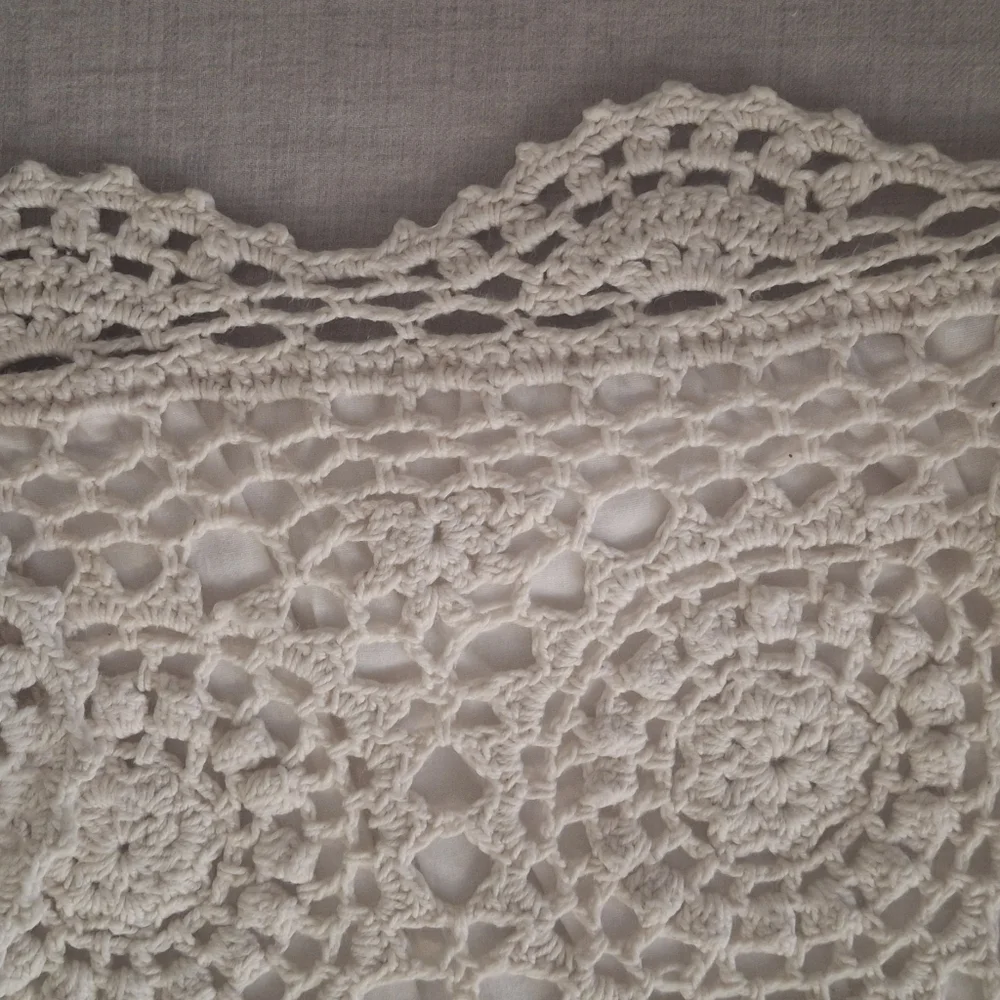 Crochet Cotton Cushion Pillowcase Tan Boho 26x20 In Hippie Western BarncoreSku20